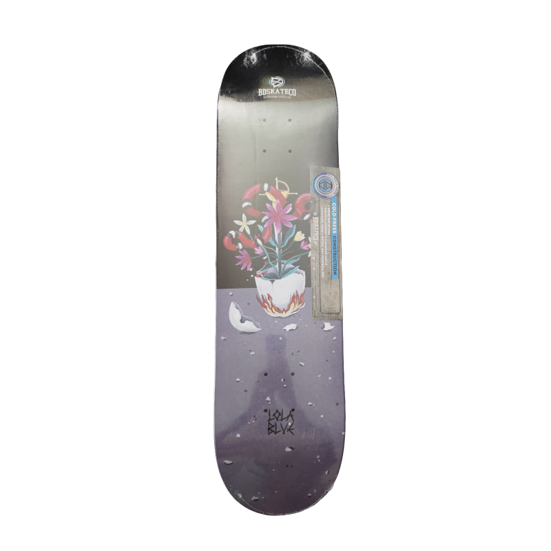 47 BDSKATECO x Lola Blue Fiery Flower Pot 7-Ply Canadian Maple 8.0"Skateboard Deck - Image 1