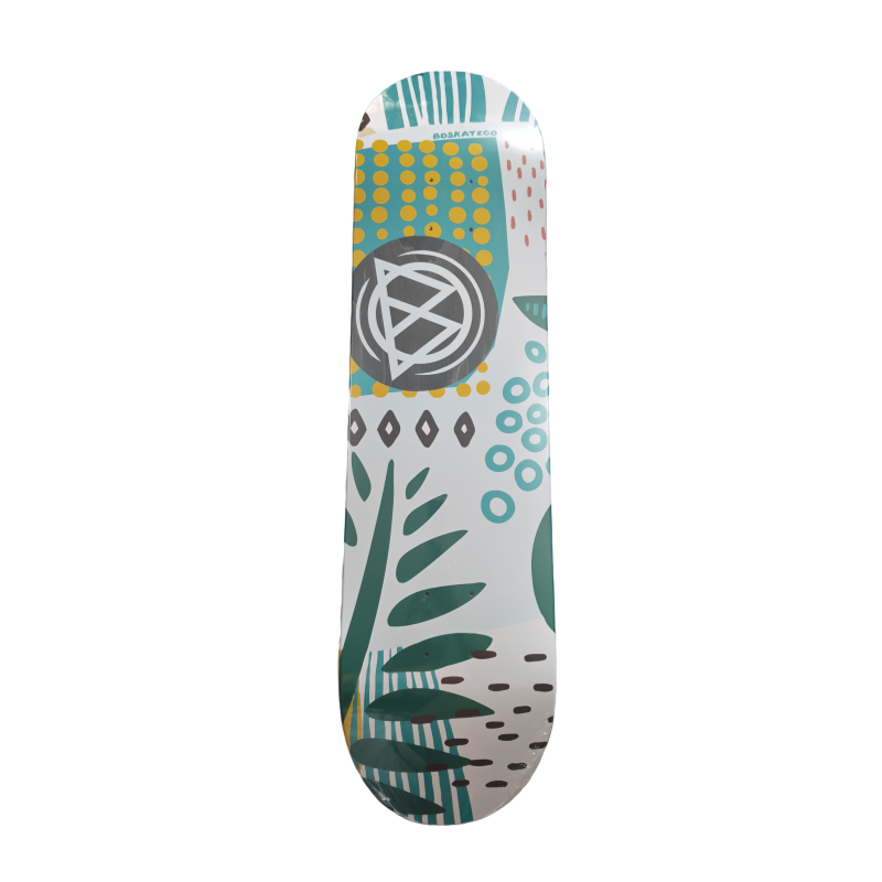 63 BDSKATECO Boho Tropical Geometric 7-Ply Canadian Maple Skateboard 8.0 Deck - Image 1