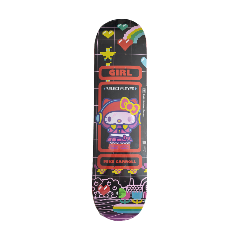 99 Girl Skateboards Mike Carroll x Hello Kitty Sanrio Pixel Skateboard Deck 8.0" - Image 1