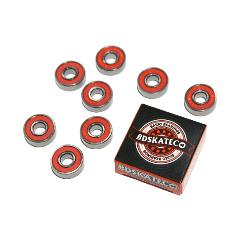 A05 BDSKATECO Basic Red Skateboard Bearings - Set of 8 - Image 1